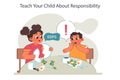 Parenting advice. Little children learning about responsibility. Little girl