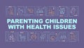 Parenting children with health issues text with line icons