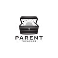 Parenting logo with treasure chest icon template