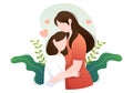 Parenting Psychology of Mother, Father and Kids Embracing Each ther in Loving Family. Cute CartoOon Background Vector Illustration