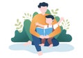 Parenting Psychology of Mother, Father and Kids Embracing Each ther in Loving Family. Cute CartoOon Background Vector Illustration