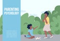 Parenting psychology banner flat vector template