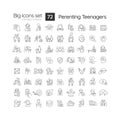 Parenting teenagers linear icons set