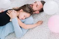 Parenting tired father daughter asleep hug love