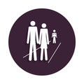 parents accompany children to school icon in badge style. One of marriage collection icon can be used for UI, UX