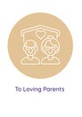 Parents appreciation postcard with linear glyph icon