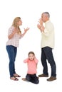 Parents arguing beside their upset daughter Royalty Free Stock Photo