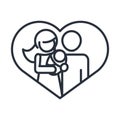 Parents with baby in love heart realtionship together family day, icon in outline style