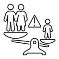 Parents bullying kids black line icon. Human rights. Child abuse. Violence in family. Isolated vector element. Outline pictogram