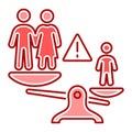 Parents bullying kids color line icon. Human rights.