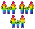 Parents and child icons in rainbow pride flag colors Royalty Free Stock Photo