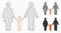 Parents and Child Vector Mesh Network Model and Triangle Mosaic Icon