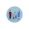 parents with children colorful icon with long shadow. family flat icon Royalty Free Stock Photo