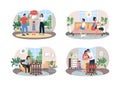 Parents and children conflict 2D vector web banner, poster set