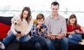 Family plaing with mobile phones Royalty Free Stock Photo