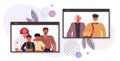 Parents and children having virtual meeting with grandparents during video call family chat communication Royalty Free Stock Photo