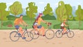 Parents and children riding on bicycles in park Royalty Free Stock Photo