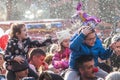 Parents with children on shoulders