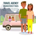 Parents and Children Traveling by Car on Nature