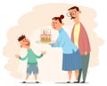 Parents congratulate son`s birthday