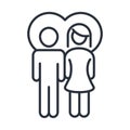 Parents couple in love heart family day, icon in outline style
