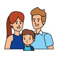 Parents couple with son characters