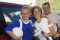 Parents With Daughter Holding Soccer Trophy Royalty Free Stock Photo