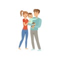 Parents embracing their son, happy mother and father with kid, happy family concept vector Illustration on a white