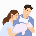 Parents, father holding newborn after delivery. A happy family.