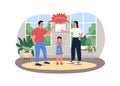 Parents fighting 2D vector web banner, poster