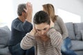 Parents fighting in front of little girl Royalty Free Stock Photo