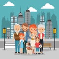 Parents, grandparents and kids icon. Family design. City Landsca Royalty Free Stock Photo