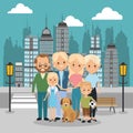 Parents, grandparents and kids icon. Family design. City Landsca Royalty Free Stock Photo