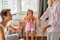 Parents have quarrel in the presence of child girl Royalty Free Stock Photo
