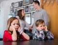 Parents having bad row while their children at home Royalty Free Stock Photo