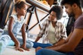 Parents having serious conversation with teenage child with problem solving attitude