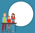 Parents help boy do homework vector illustration