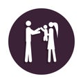 parents hold a child in their arms icon in badge style. One of marriage collection icon can be used for UI, UX