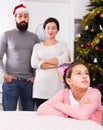 Parents lecturing daughter at Christmas Royalty Free Stock Photo