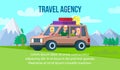 Parents with Little Kids Riding Car with Luggage