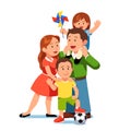 Parents mom and dad standing with kids girl, boy Royalty Free Stock Photo