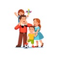 Parents mom and dad standing together with kids Royalty Free Stock Photo