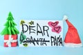 Parents, papa or daddy as real life Santa concept. Christmas letter to Santa Clau