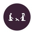 parents play with an infant icon in badge style. One of marriage collection icon can be used for UI, UX
