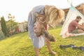 Parents playing with children outdoors Royalty Free Stock Photo