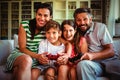 Parents playing video games with children Royalty Free Stock Photo