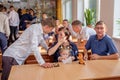 Parents and pupils in class on school meeting. Royalty Free Stock Photo