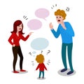 Parents quarrel with child cartoon vector