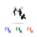 parents quarrel with a child multicolor icons