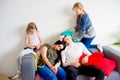 Parents sleeping in a middle of a disorder Royalty Free Stock Photo